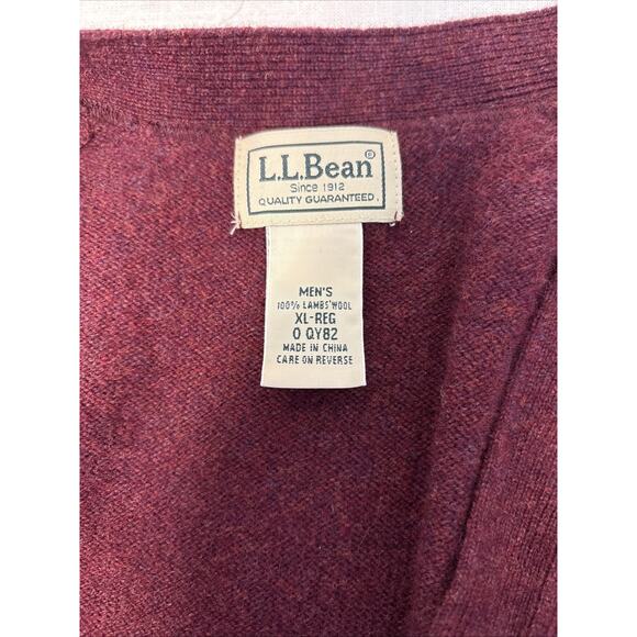 L L Bean Lambswool Cardigan XL Burgundy Heritage Grandpa Academia Pockets - Picture 5 of 14